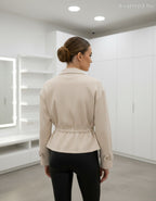 női átmeneti kabát karcsúsított, velúr hatású hátulról