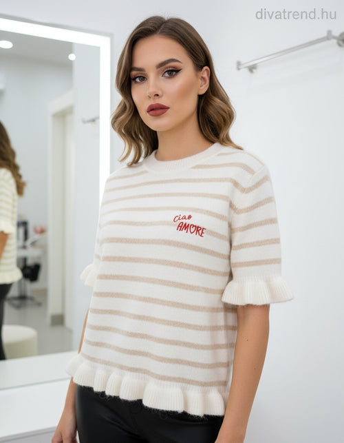 Lavysh női mintás felső rövid ujjú kerek nyakú