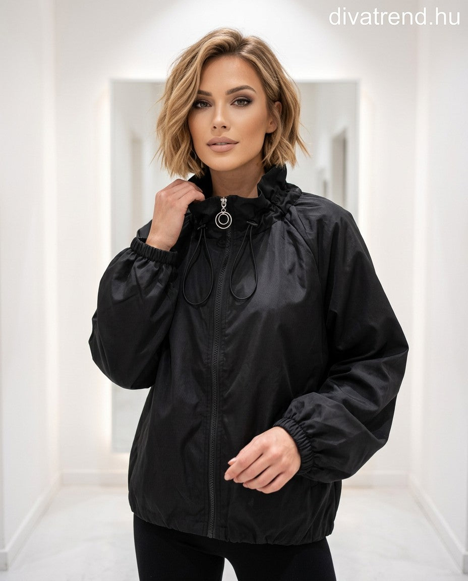 fekete női sportos széldzseki