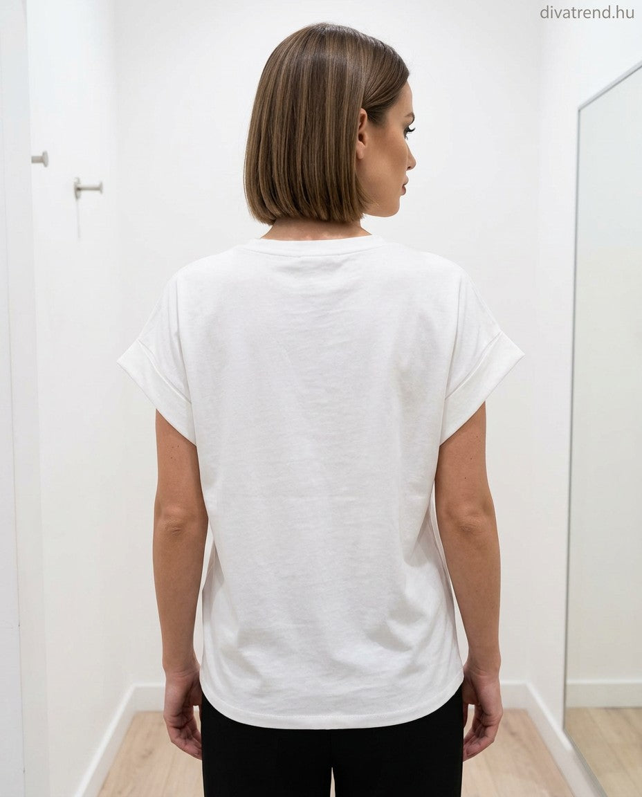 női pamut póló virágos hátulról