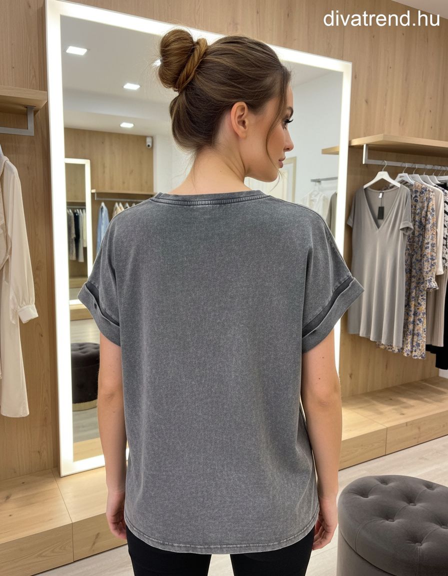 női pamut póló cicás hátulról