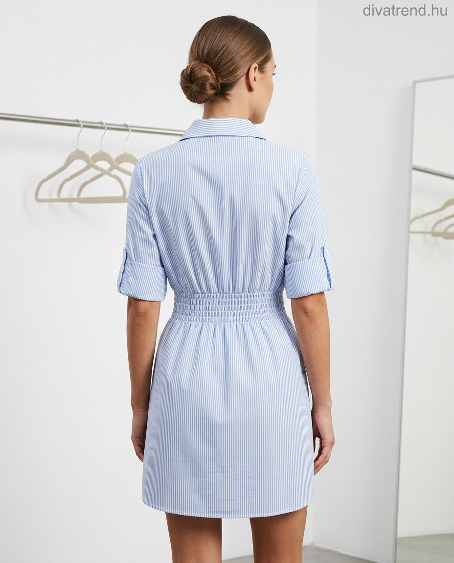 csíkos pamut mini ingruha, ingtunika hátulról