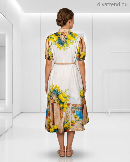 citromos pamut midi ruha hátulról