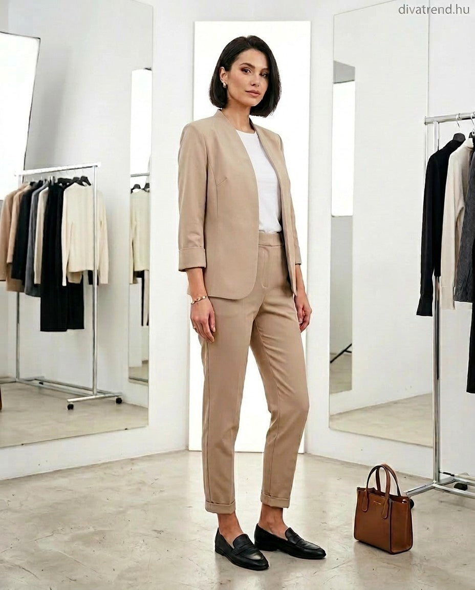 barna elegáns női szett