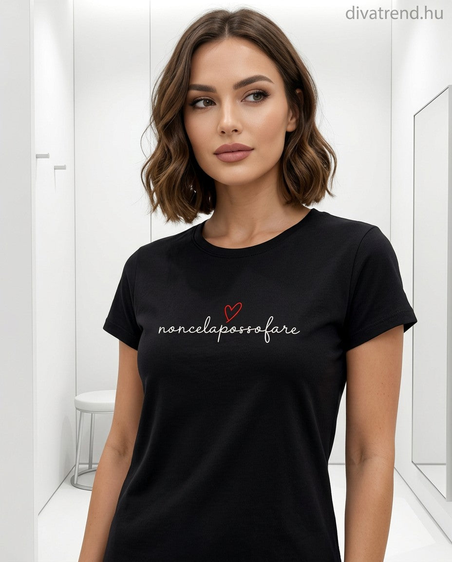 fekete női pamut póló noncelapossofare felirattal