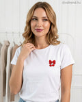 fehér női pamut póló cseresznye mintával
