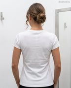 női pamut póló citromos mintás hátulról