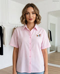 pink női csíkos pamut ing kutyás, rövid ujjú