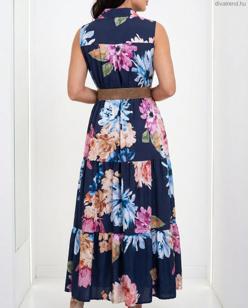 virágmintás pamut maxi ruha hátulról