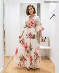 fehértört virágmintás pamut maxi ruha