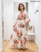 fehértört virágmintás pamut maxi ruha
