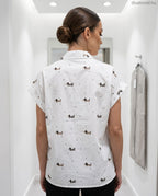 női pamut ing kutyás, rövid ujjú hátulról