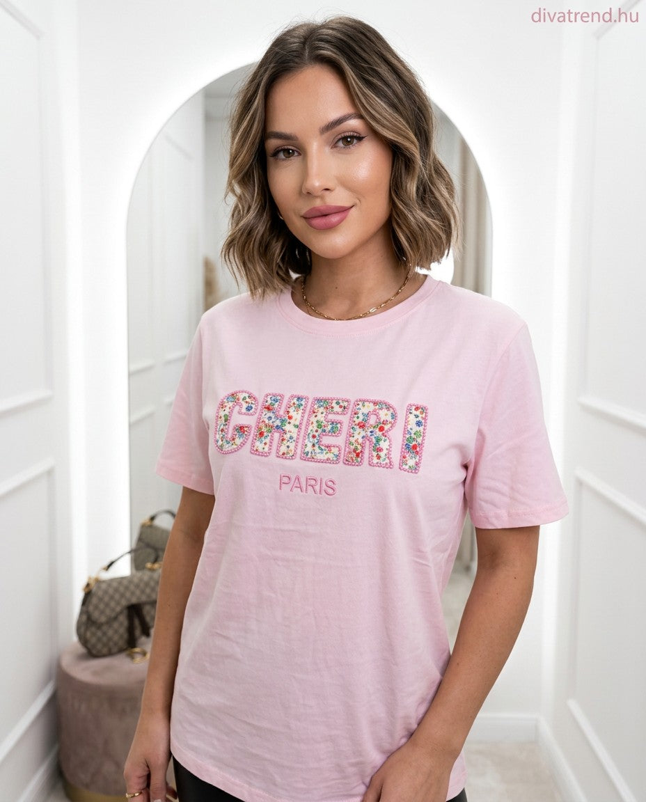pink női pamut póló CHERI paris
