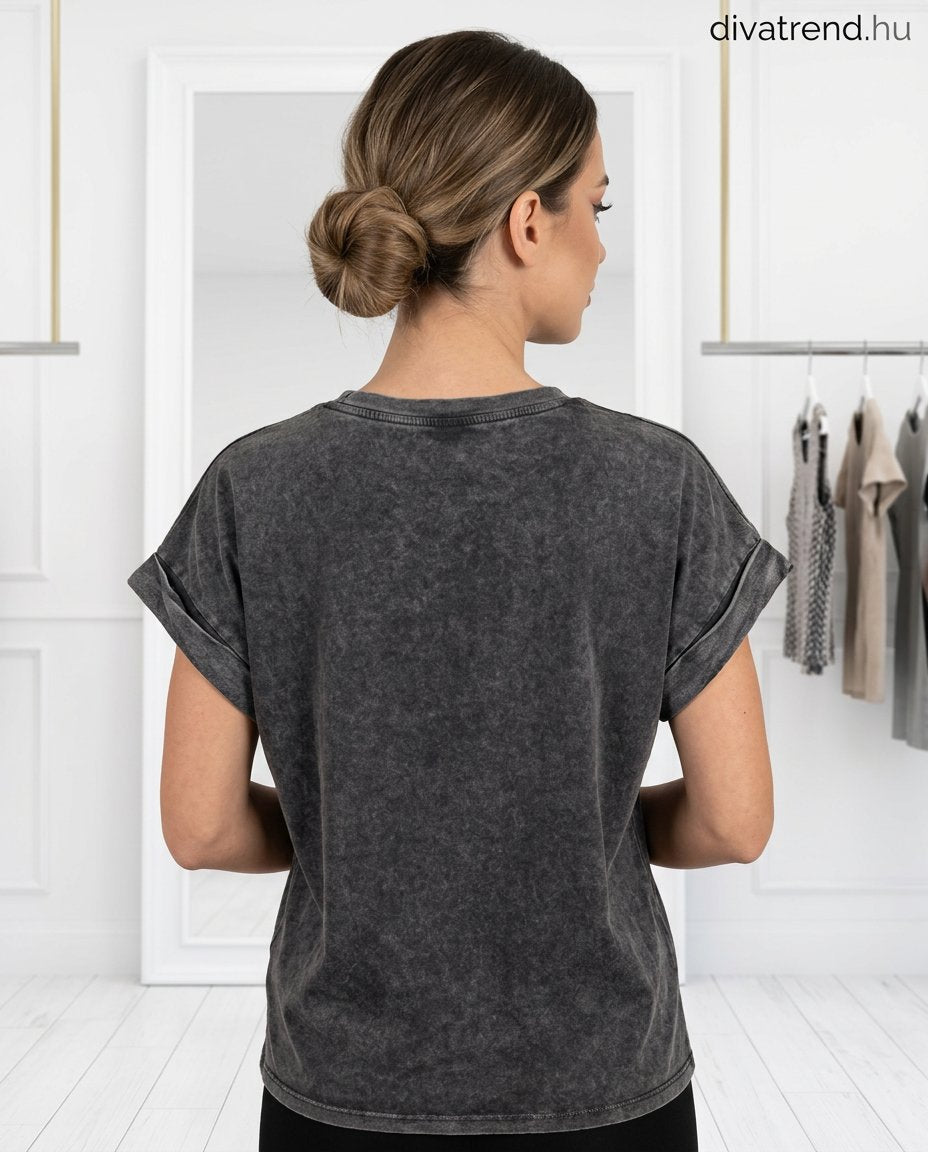 női pamut póló ananász mintás hátulról