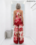 virágmintás szatén szett hátulról