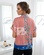 csíkos női szatén ing virágmintás hátulról