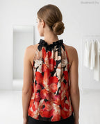 virágmintás szatén top hátulról