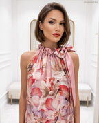 mályva virágmintás szatén top