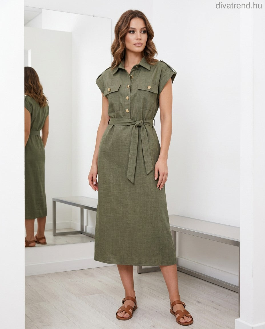 khaki ujjatlan midi ingruha megkötővel