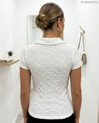 texturált női póló galléros hátulról