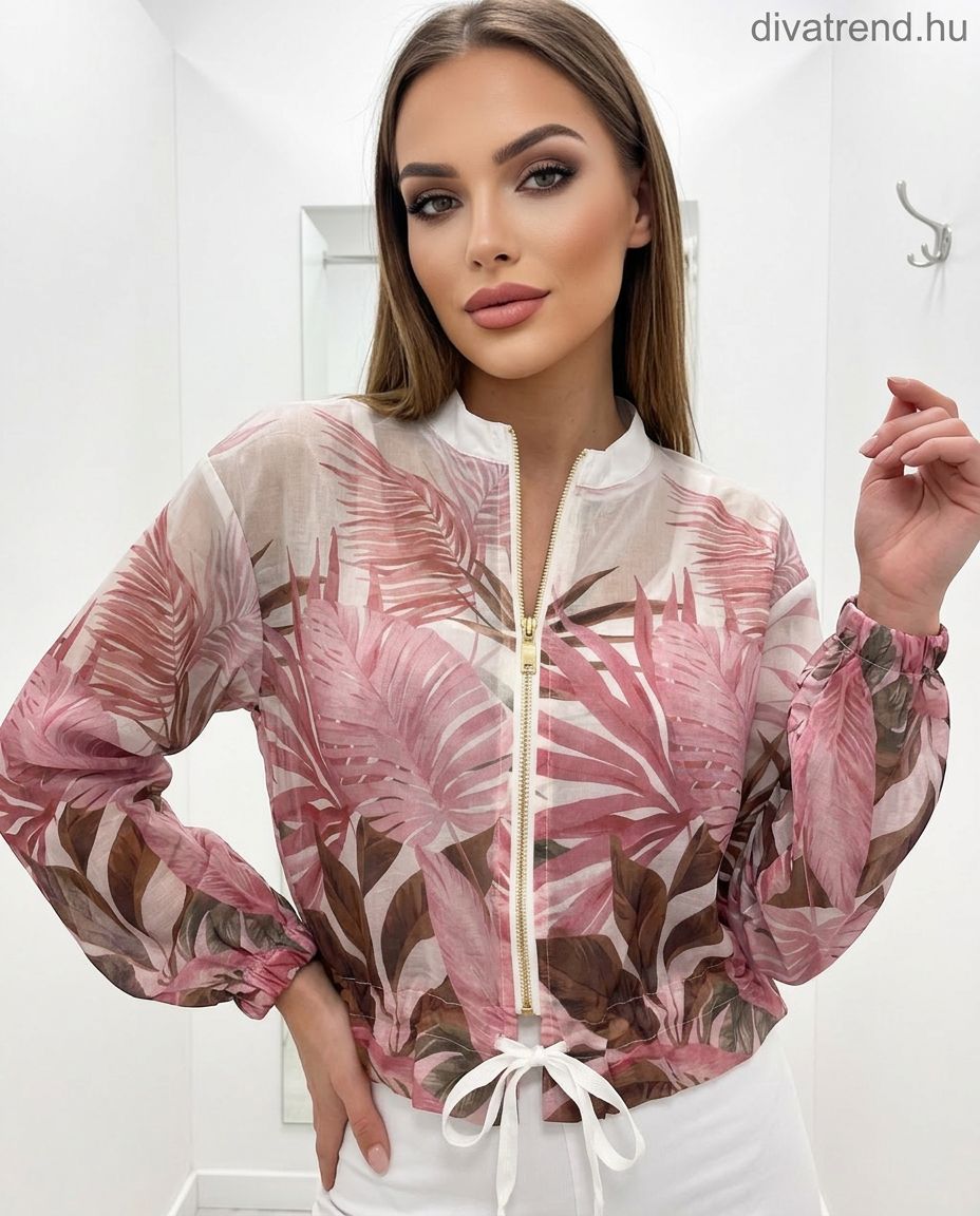mályva női vékony átmeneti kabát, pálmaleveles