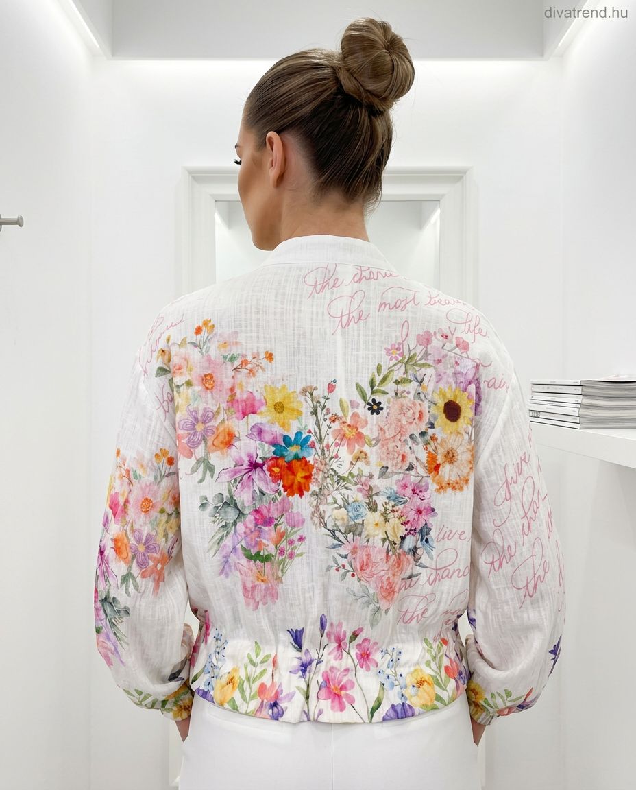 női vékony átmeneti kabát, vitágmintás hátulról