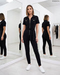 fekete elegáns női viszkóz overál