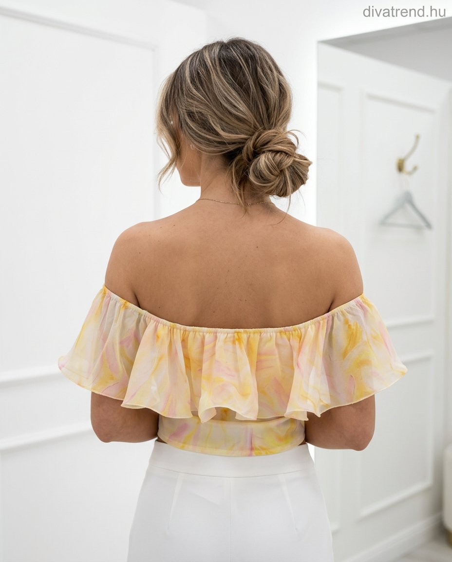 márványmintás bardot fűző top hátulról