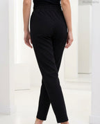 elegáns női pamut chino nadrág, elöl varrott élekkel hátulról