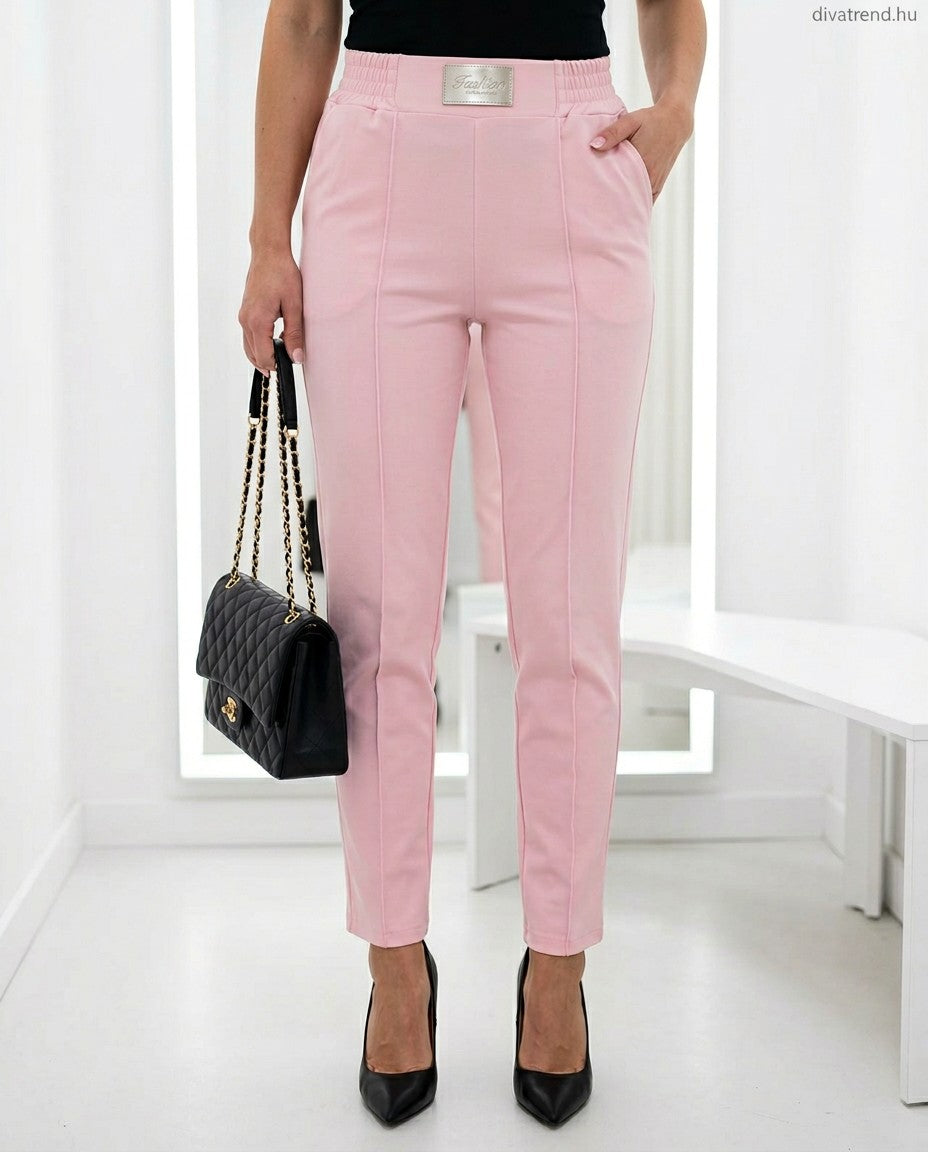 pinklight elegáns női pamut chino nadrág, elöl varrott élekkel
