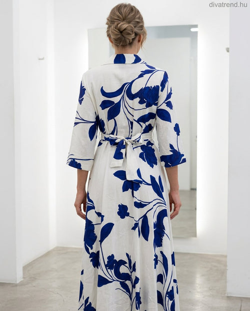 virágmintás nyári viszkóz maxi ruha megkötővel hátulról