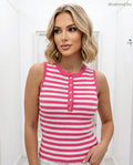 pink csíkos bordázott top