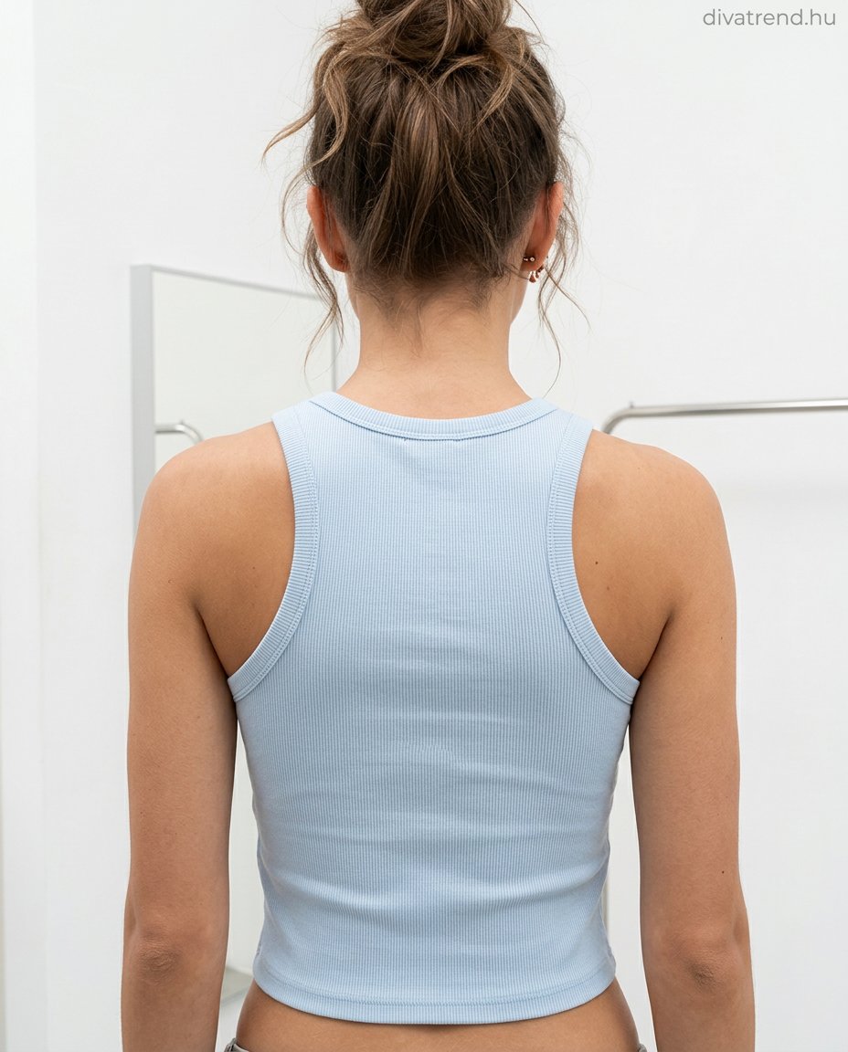szívecskés bordás pamut crop top hátulról