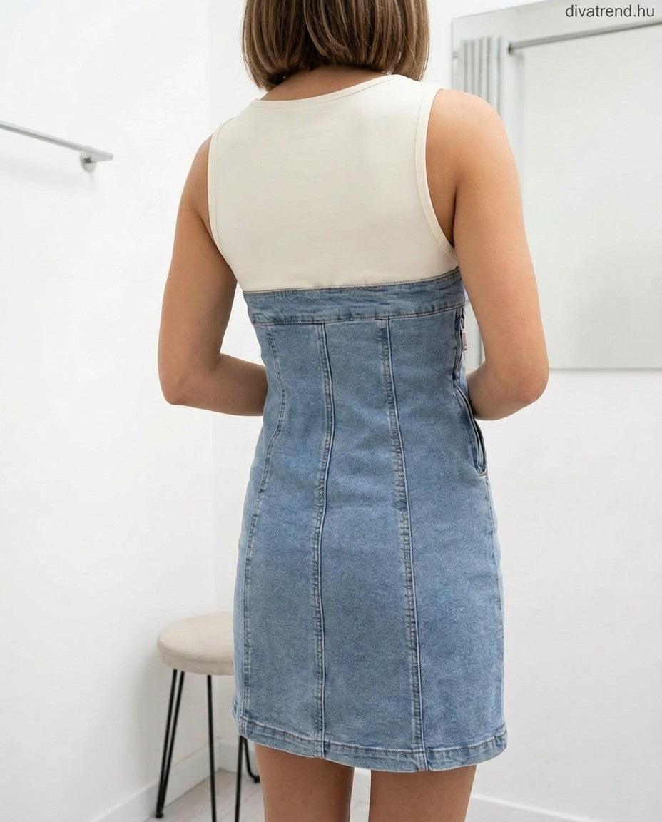 farmer mini ruha, pamut top vállú hátulról