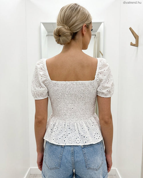 madeira virágmintás nyári pamut peplum top hátulról