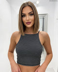 fekete csíkos nyári viszkóz crop top