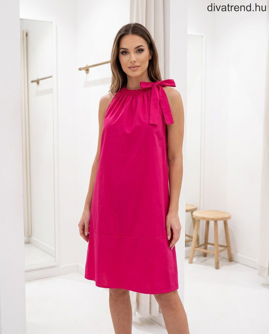 pink nyári pamut shift térd ruha