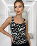 fekete zebra mintás viszkóz top