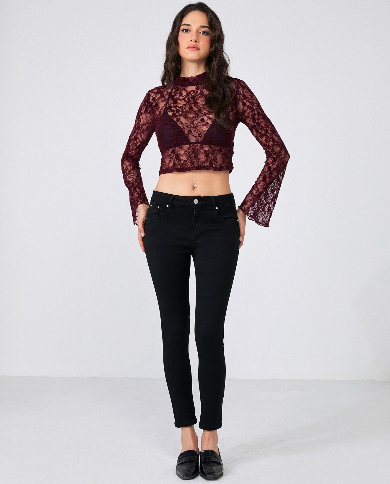 fekete női skinny farmer push up