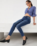kék női skinny farmer push up