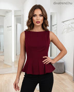 bordó ujjatlan peplum top