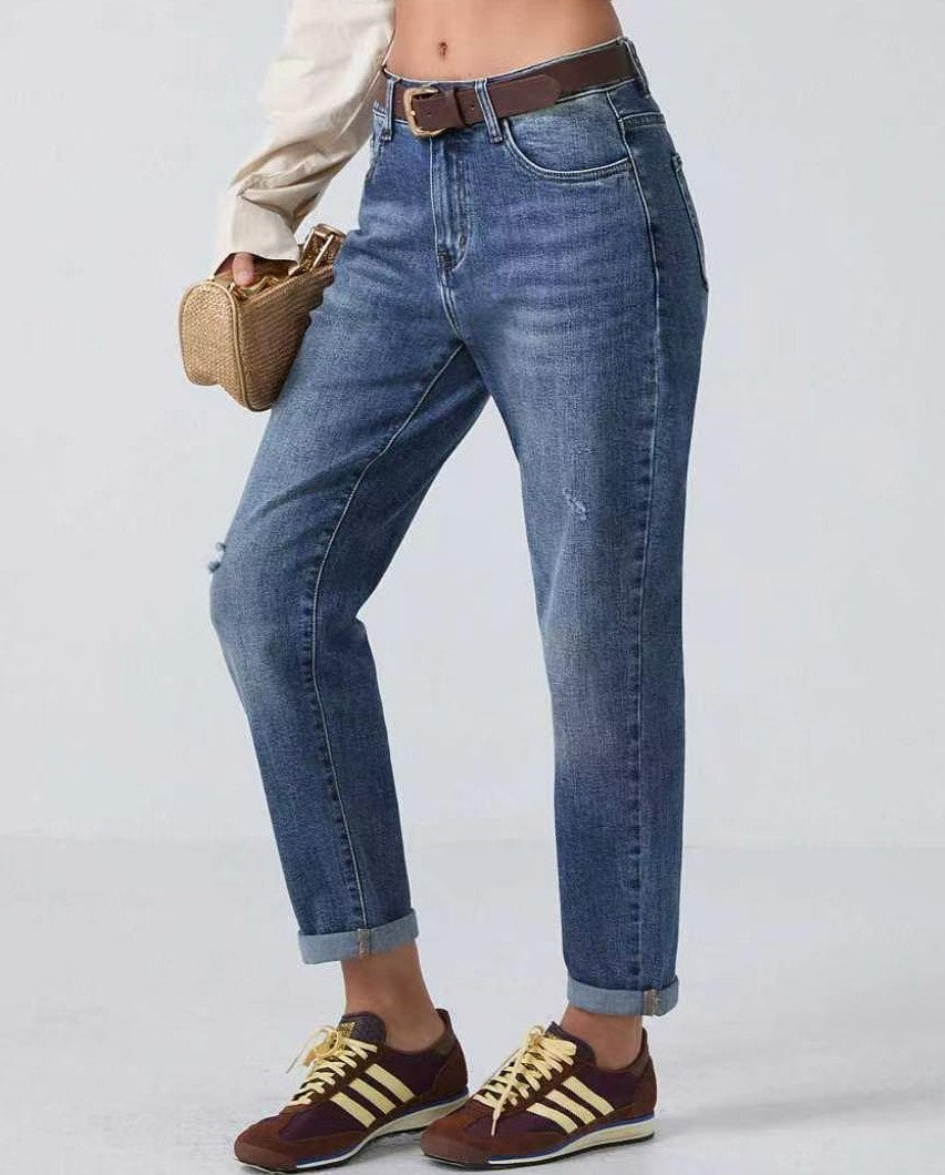 kék Mom fit női farmer
