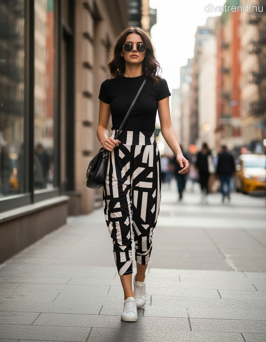 olasz női csíkos vékony nadrág hosszú alakhangsúlyozó skinny