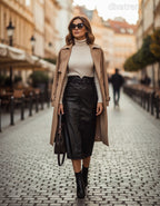 olasz női bőr hatású szoknya midi