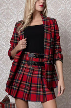 piros kockás rakott miniszoknya