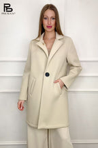 női átmeneti kabát V-nyakú bézs