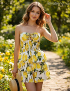 olasz női mintás ruha ujjatlan váll nélküli mini