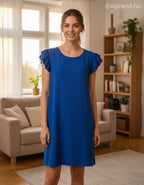 olasz női vékony ruha ujjatlan A vonalú kerek nyakú térd