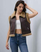 női irha mellény barna