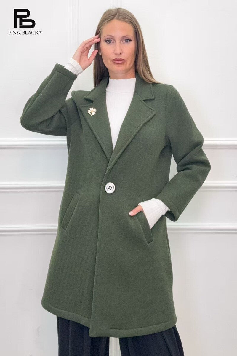 női átmeneti kabát V-nyakú zöld